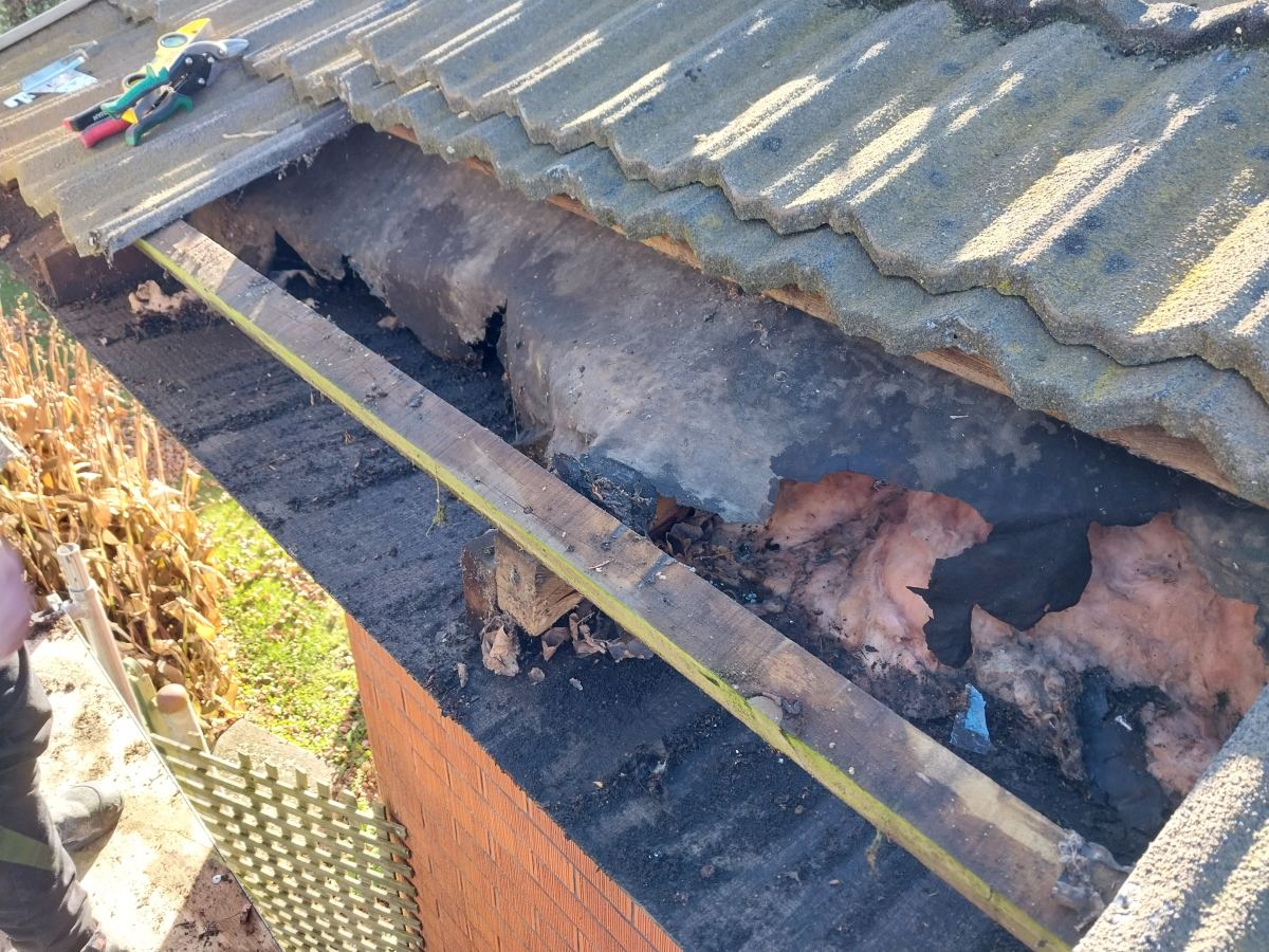 Internal gutter corroded through beneath a tile roof, a common cause of internal water damage